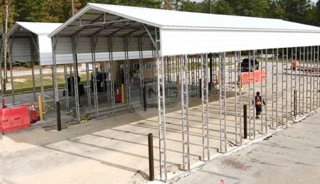 40x76 Vertical Roof RV Carport