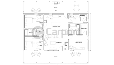 30x52x12 barndominium Floor Plan