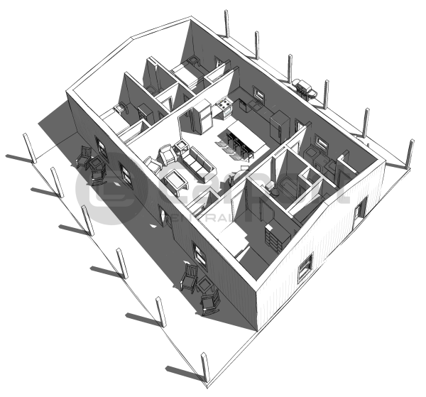 30x52x12 3D Barndominium Plan